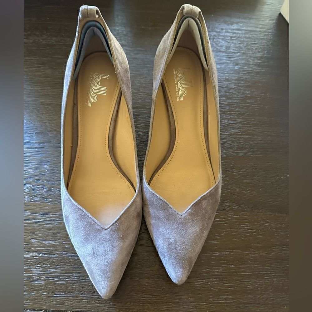 Belle by Sigerson Morrison Taupe color Print Wedge Heels Size 7 BM Waverly